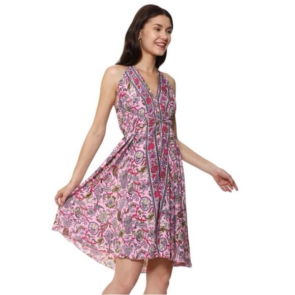 Sun Dress Womens One Size Pink Boho Tassle Beach Swim Coverup Sundress B3 - Picture 1 of 6